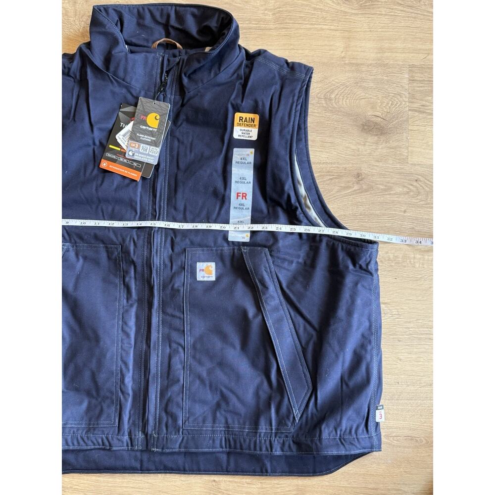 Carhartt Men's 103387 Flame-Resistant Cat 3 Quick Duck Vest Navy Blue 4XL - Picture 8 of 9